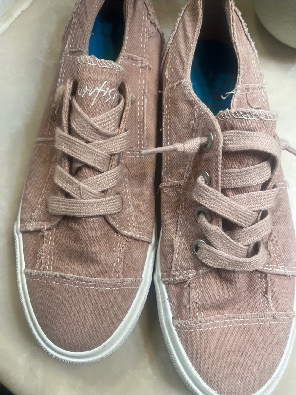 Blowfish Canvas Lace-Up Sneakers in Dusty Pink